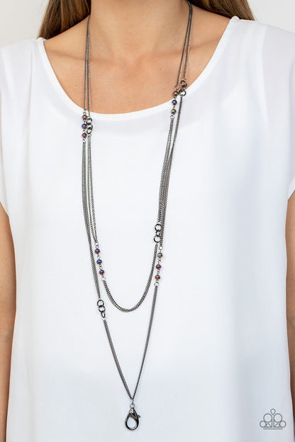 Ethereal Expectations - Multi - Oil Spill Bead Gunmetal Lanyard - Paparazzi Accessories