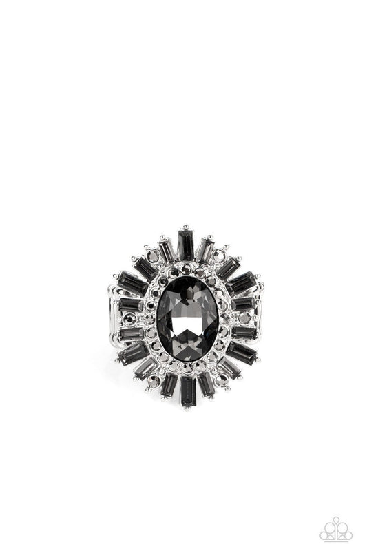 Astral Attitude - Silver Rhinestone Ring - Paparazzi Accessories