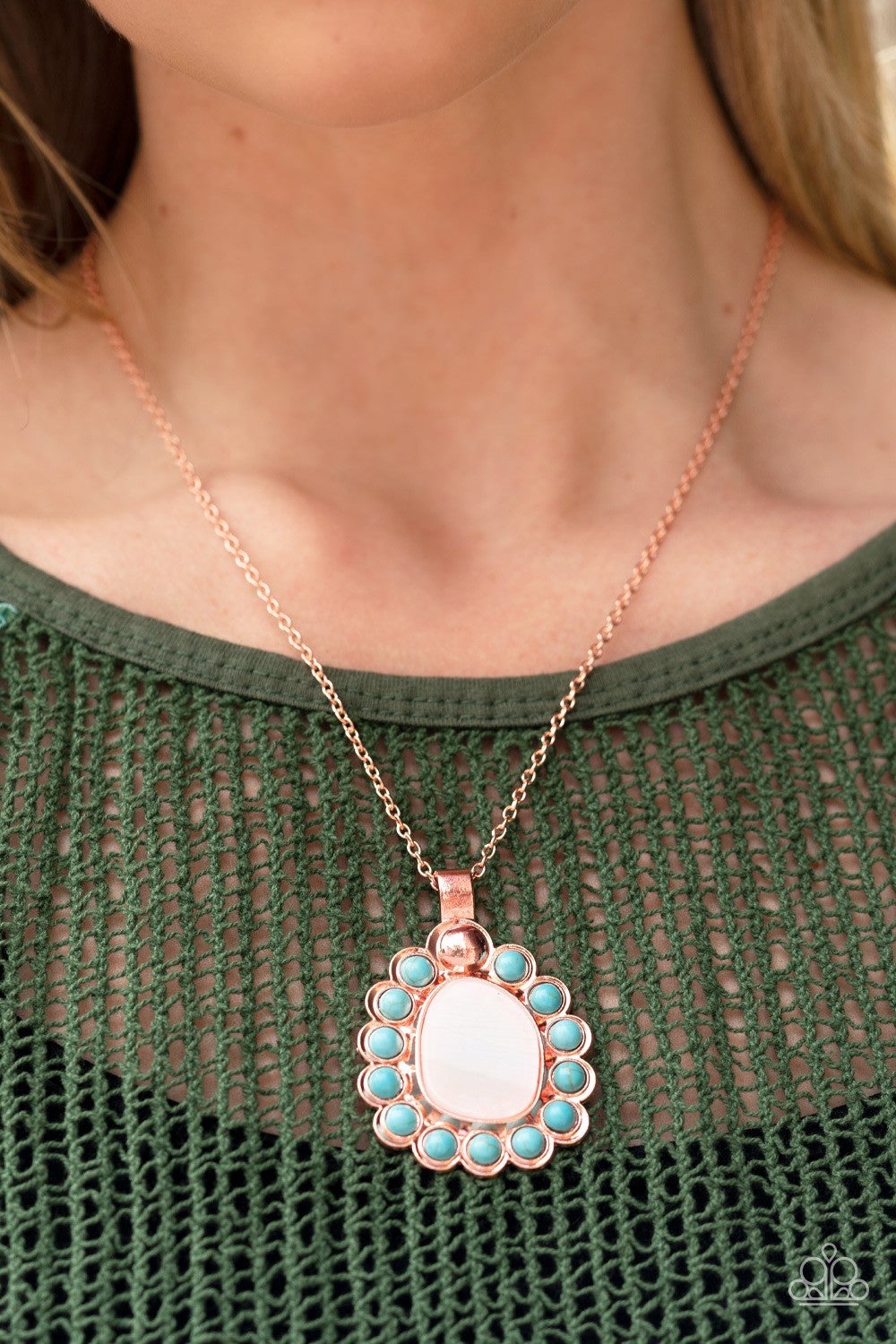 Sahara Sea - Copper - Shell Pendant Necklace - Paparazzi Accessories