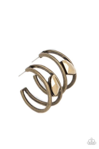 Unrefined Reverie - Brass Hoop Earrings - Paparazzi Accessories