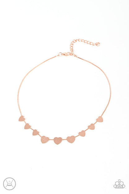 Dainty Desire - Copper - Hearts Choker Necklace - Paparazzi Accessories
