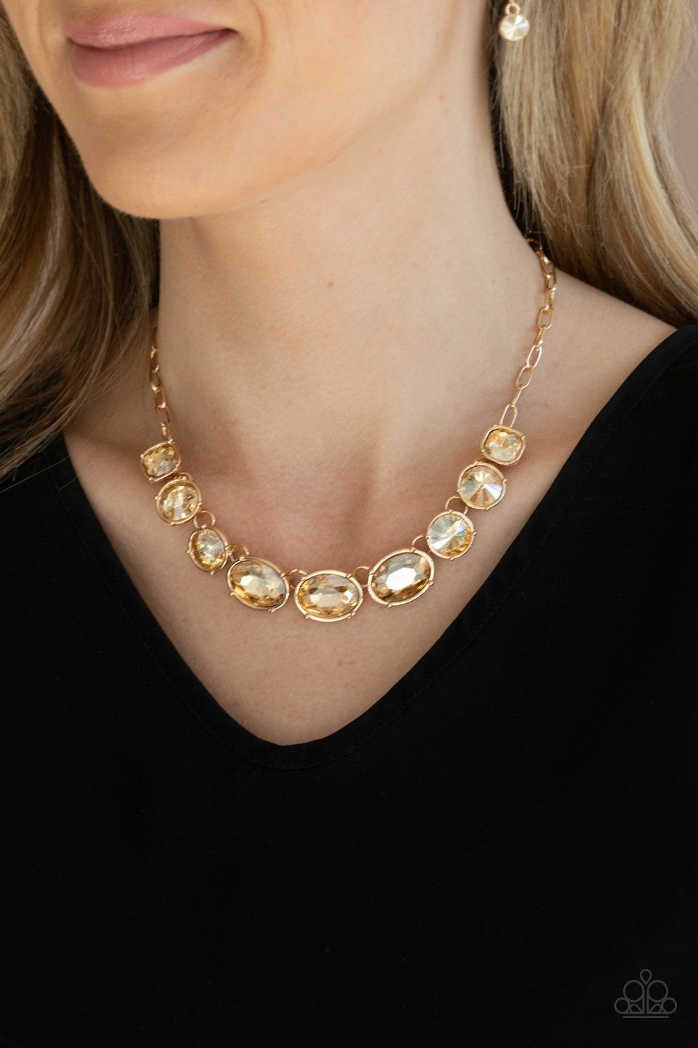Gorgeously Glacial - Gold Necklace - Paparazzi Accessories