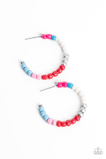 Multicolored Mambo - Pink Multi Seed Bead Hoop Earrings - Paparazzi Accessories