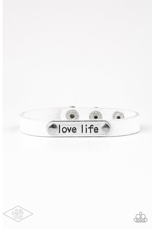 Love Life - White Leather Snap Wrap Bracelet - Paparazzi Accessories