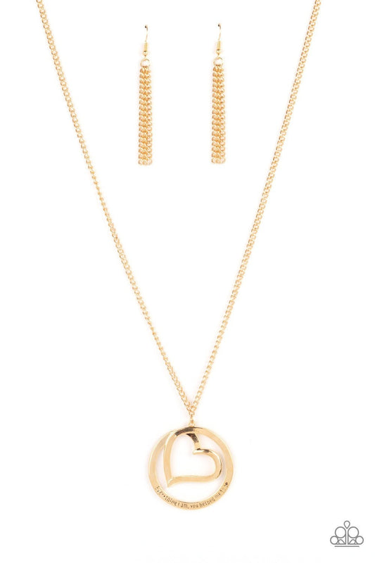 Positively Perfect - Gold - Heart Pendant Necklace - Paparazzi Accessories