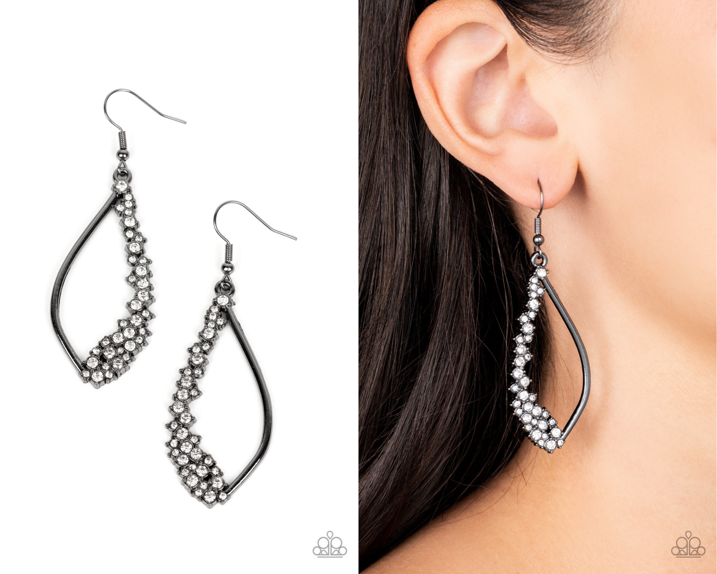 Sparkly Side Effects - Black - Gunmetal Earrings - Paparazzi Accessories