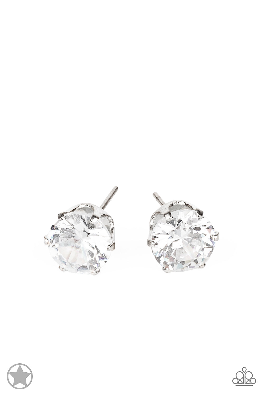 Just In TIMELESS - White Solitaire Rhinestone Post Earrings - Paparazzi Accessories