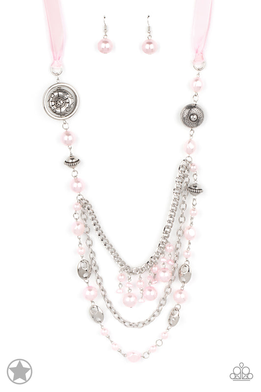 All The Trimmings - Pink Ribbon "Blockbuster" Necklace - Paparazzi Accessories