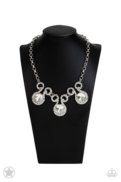 Hypnotized - Silver - White Rhinestone "Blockbuster" Necklace - Paparazzi Accessories