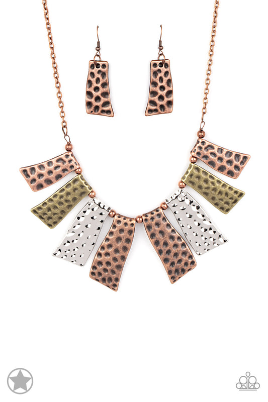 A Fan of the Tribe - Mixed Metal "Blockbuster" Necklace - Paparazzi Accessories