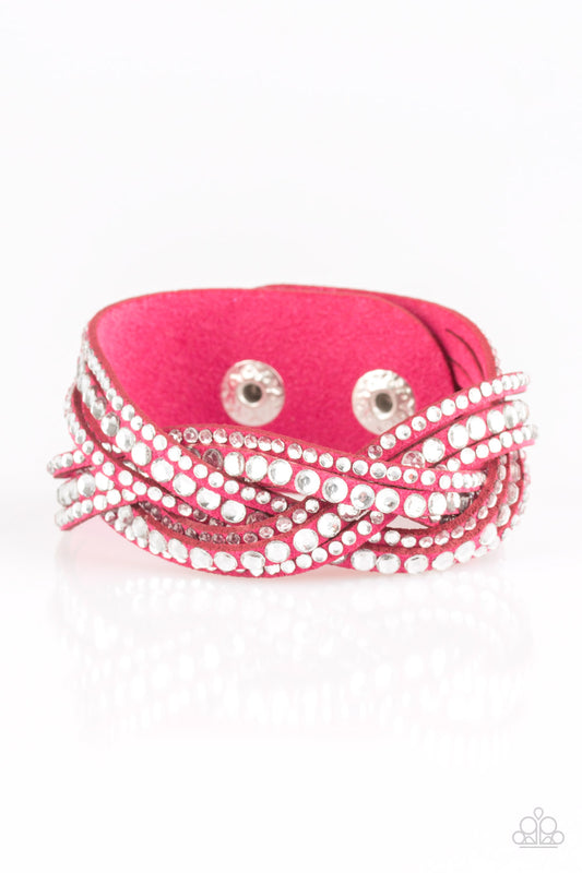 Bring On The Bling - Pink Suede Snap Wrap Bracelet - Paparazzi Accessories