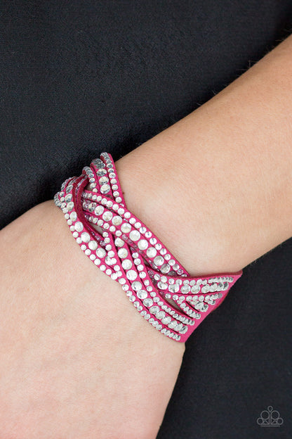 Bring On The Bling - Pink Suede Snap Wrap Bracelet - Paparazzi Accessories
