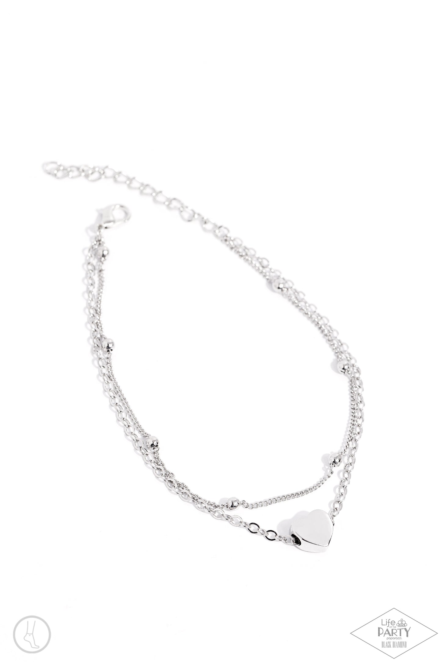 Ocean Heart - Silver Anklet Bracelet - Black Diamond Exclusive - Paparazzi Accessories