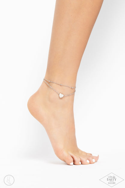 Ocean Heart - Silver Anklet Bracelet - Black Diamond Exclusive - Paparazzi Accessories