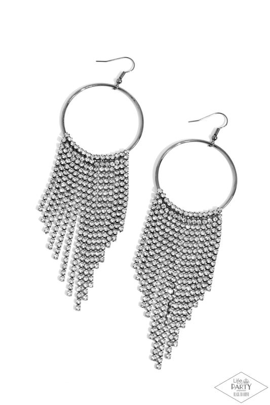 Streamlined Shimmer - Black Fishhook Earrings - Paparazzi Accessories