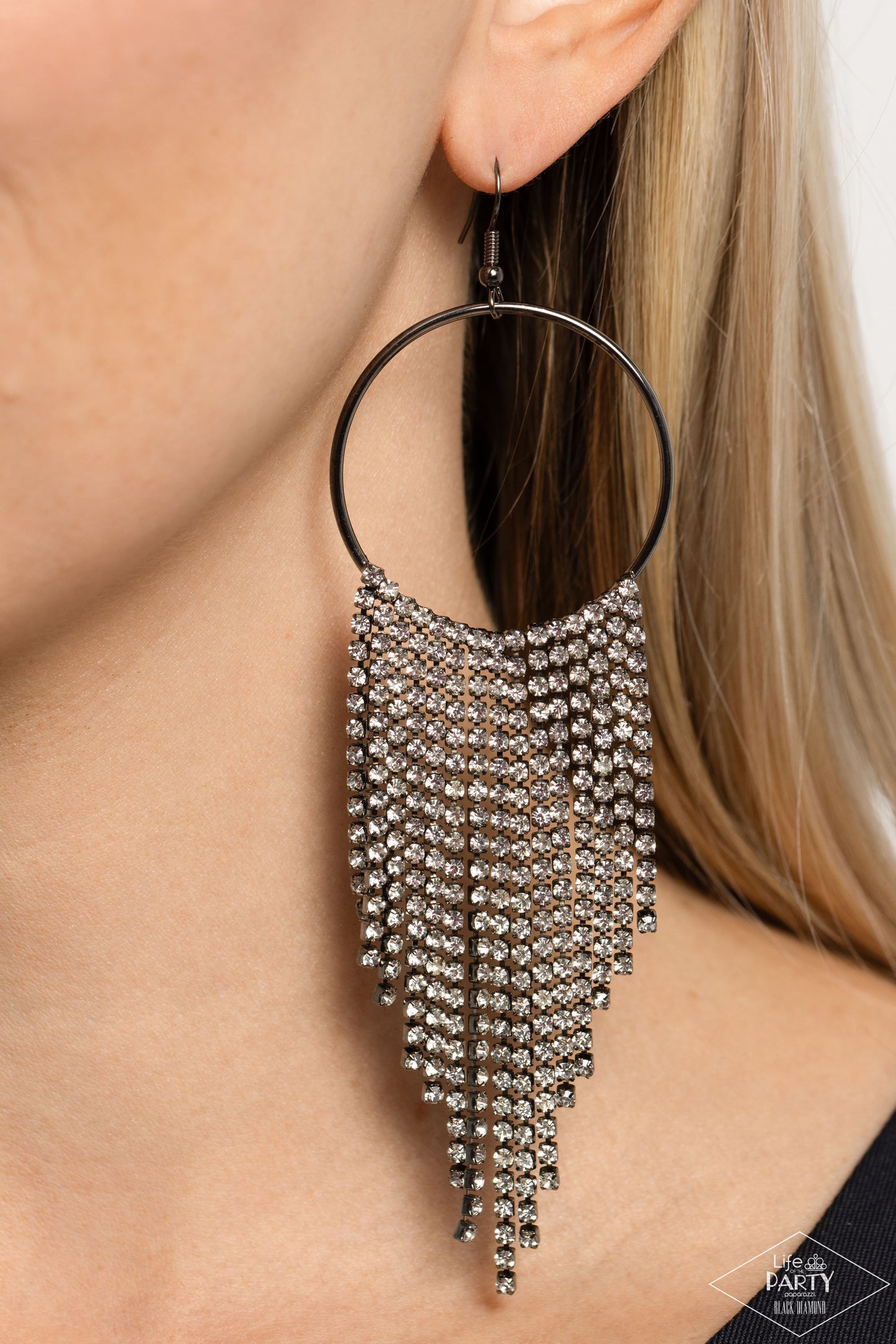 Streamlined Shimmer - Black Fishhook Earrings - Paparazzi Accessories