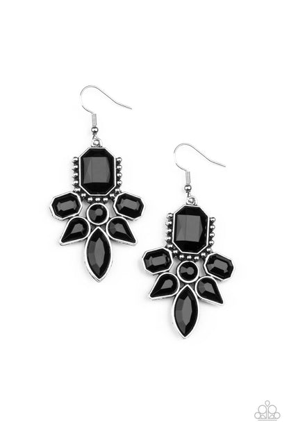 Vacay Vixen - Black Rhinestone Fishhook Earrings - Paparazzi Accessories