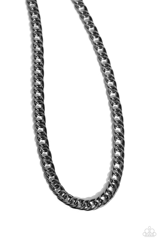 Ground Game - Black Gunmetal Urban Chain Necklace - Paparazzi Accessories