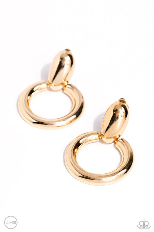 Ancient Artisan - Gold Clip on Earrings - Paparazzi Accessories