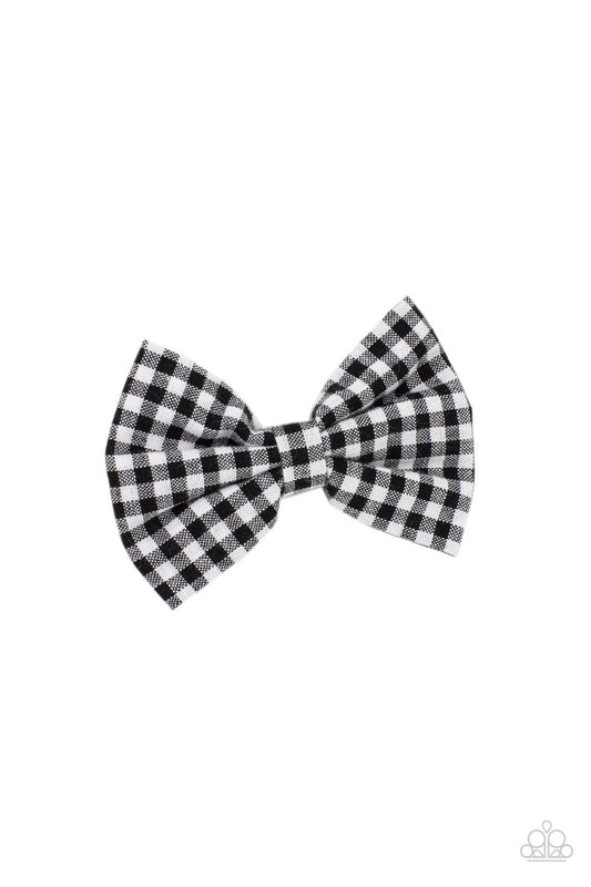 Gingham Grove - Black and White Hair Bow - Paparazzi Accessories