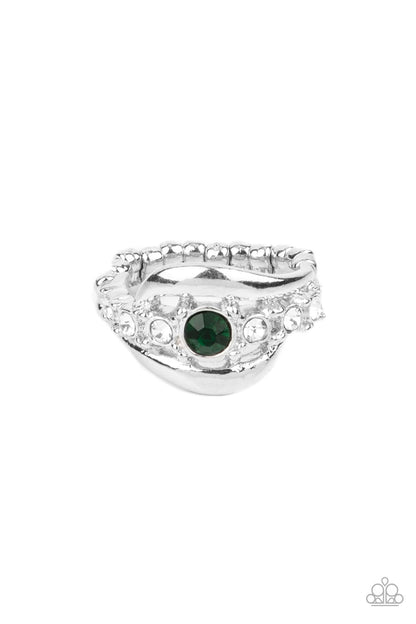 Graceful Gallantry - Green Rhinestone Ring - Paparazzi Accessories