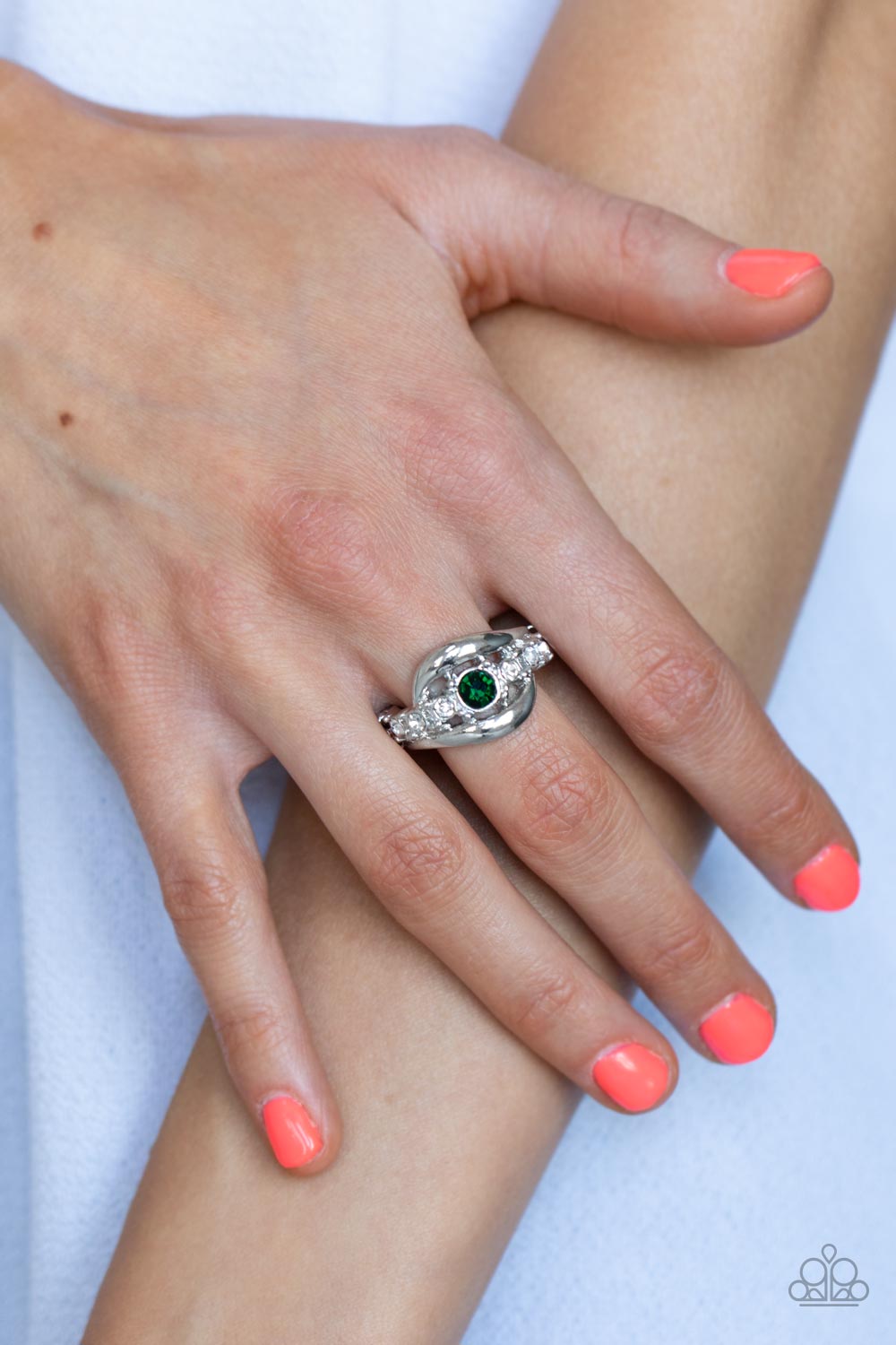 Graceful Gallantry - Green Rhinestone Ring - Paparazzi Accessories