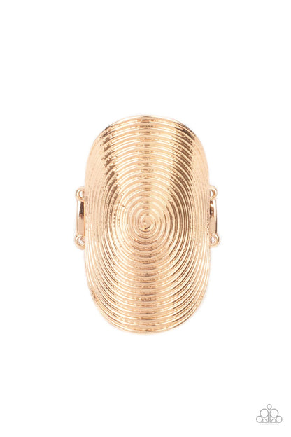 Urban Labyrinth - Gold Swirl Ring - Paparazzi Accessories