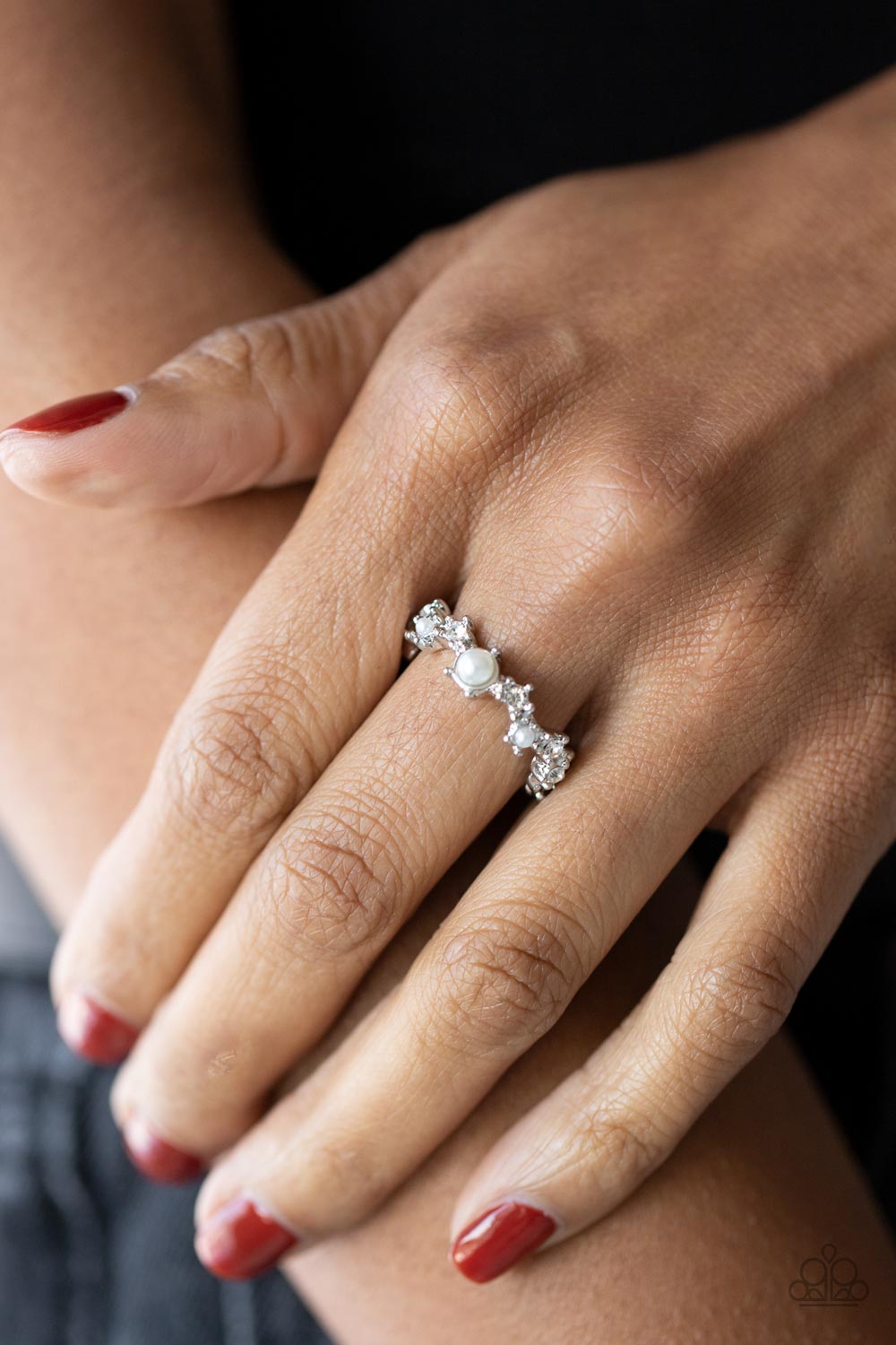 Blissfully Bella - White Pearl Ring - Paparazzi Accessories