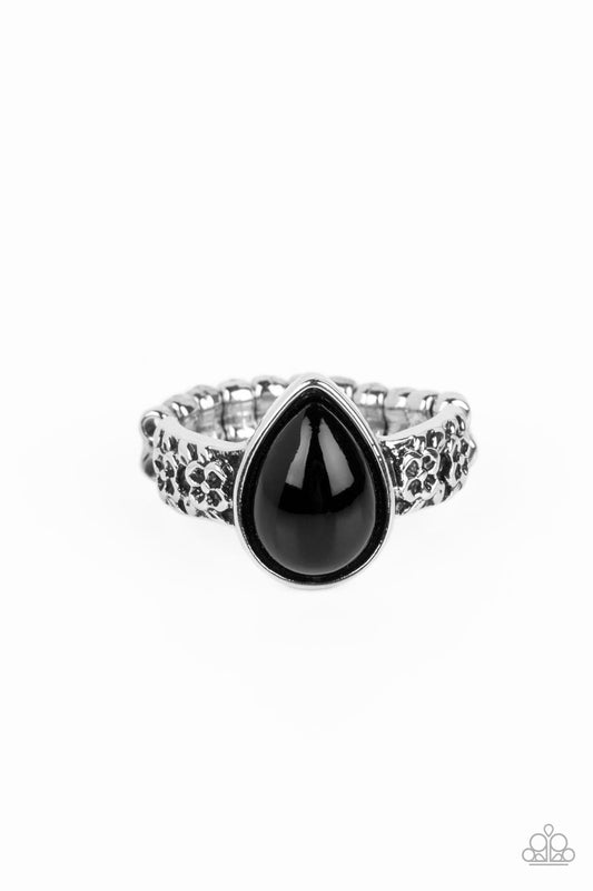 Rainbow Raindrops - Black Teardrop Bead Ring - Paparazzi Accessories