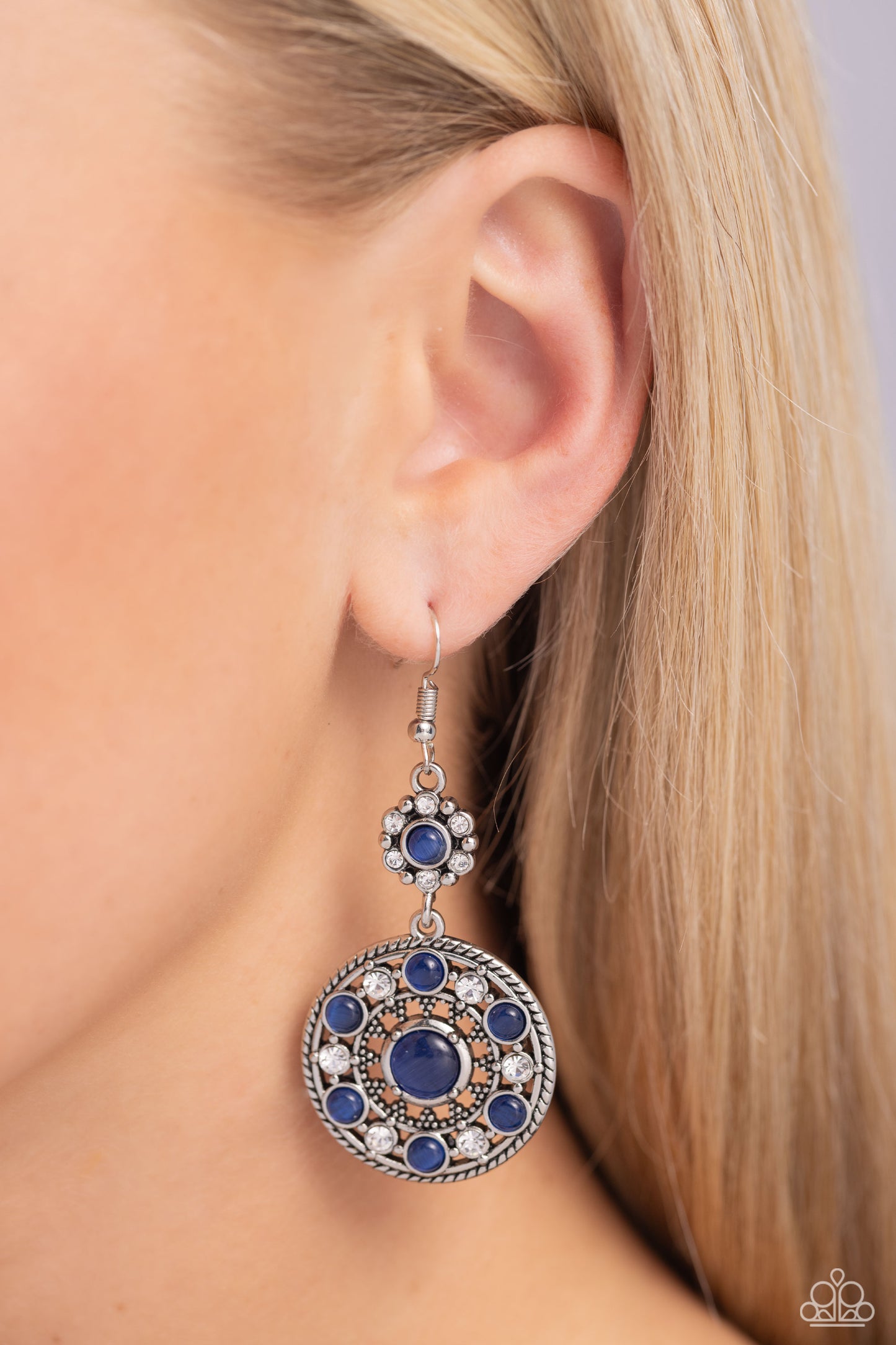 Party at My PALACE - Blue Cats Eye Stone Fishhook Earrings - Paparazzi Accessories