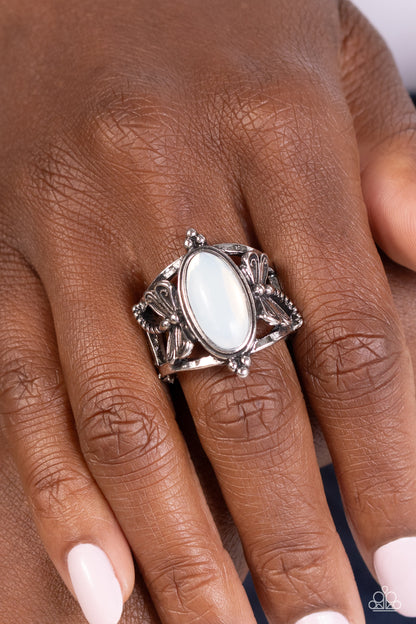 Dance of the Dragonflies - White Opalescent Ring - Paparazzi Accessories
