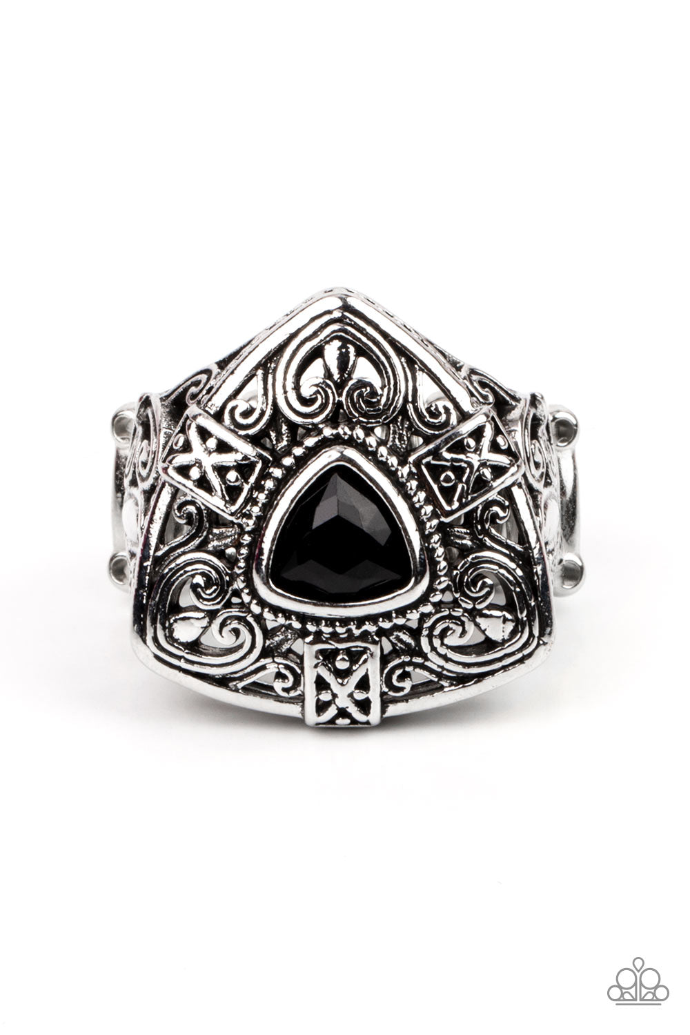 Charismatic Couture - Black Rhinestone Ring - Paparazzi Accessories