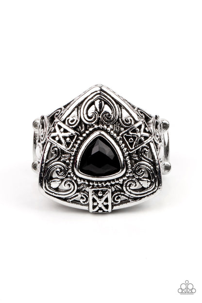 Charismatic Couture - Black Rhinestone Ring - Paparazzi Accessories