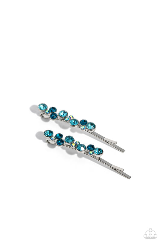 Bubbly Ballroom - Blue Rhinestone Bobby Pins Hair Clip - Paparazzi Accessories