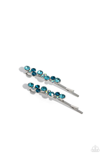 Bubbly Ballroom - Blue Rhinestone Bobby Pins Hair Clip - Paparazzi Accessories