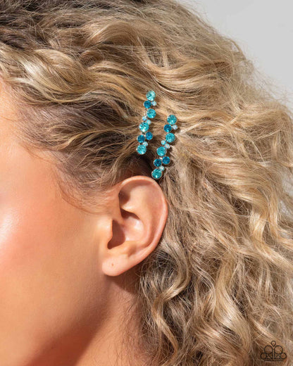 Bubbly Ballroom - Blue Rhinestone Bobby Pins Hair Clip - Paparazzi Accessories