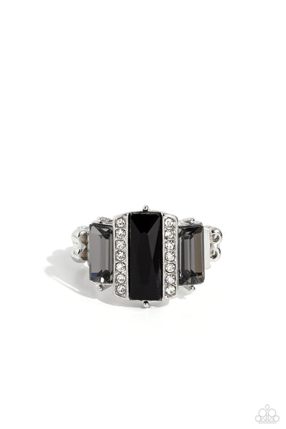 A GLITZY Verdict - Black Onyx Rhinestone Ring - Paparazzi Accessories