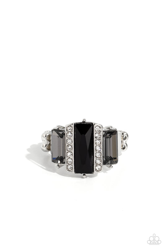 A GLITZY Verdict - Black Onyx Rhinestone Ring - Paparazzi Accessories