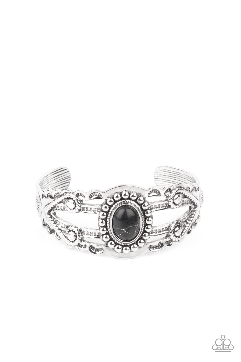 Sonoran Soul Searcher - Black Stone Silver Cuff Bracelet - Paparazzi Accessories