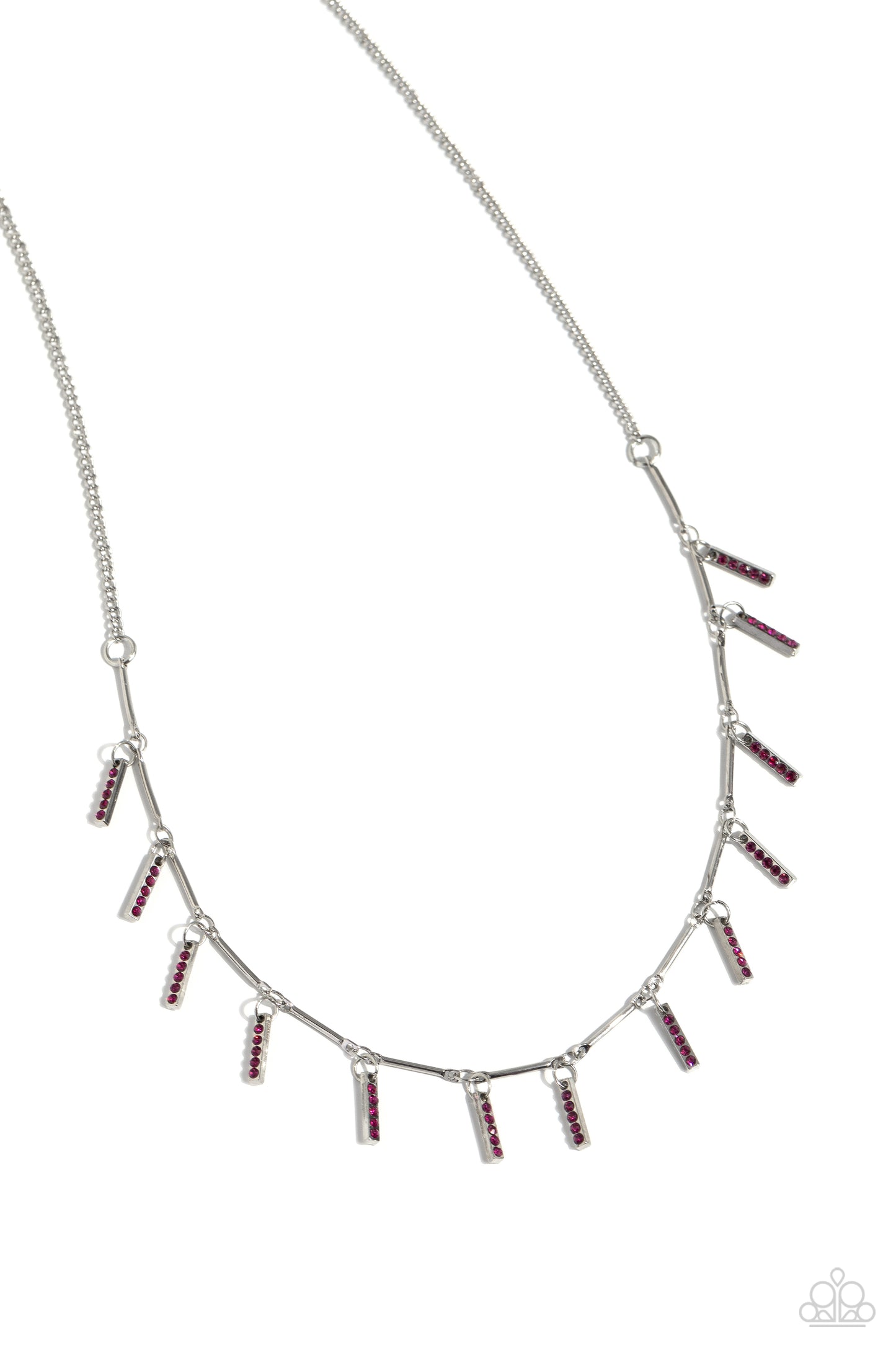 Metro Muse - Pink Rhinestone Bar Necklace - Paparazzi Accessories