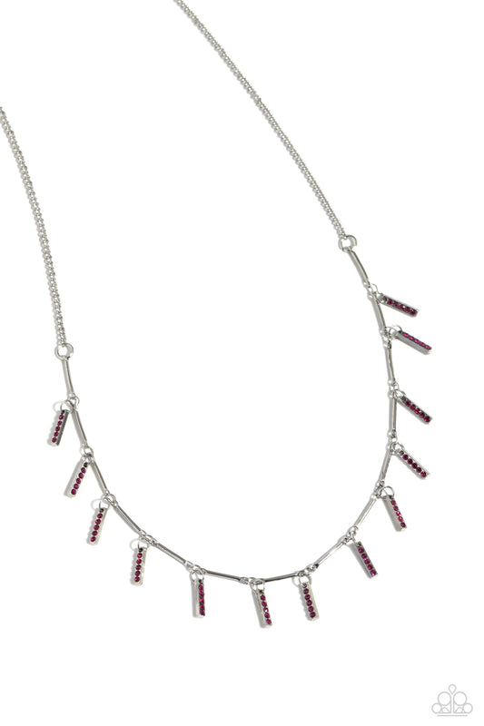 Metro Muse - Pink Rhinestone Bar Necklace - Paparazzi Accessories