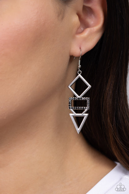 Glamorously Geometric - Black Onyx Earrings - Paparazzi Accessories