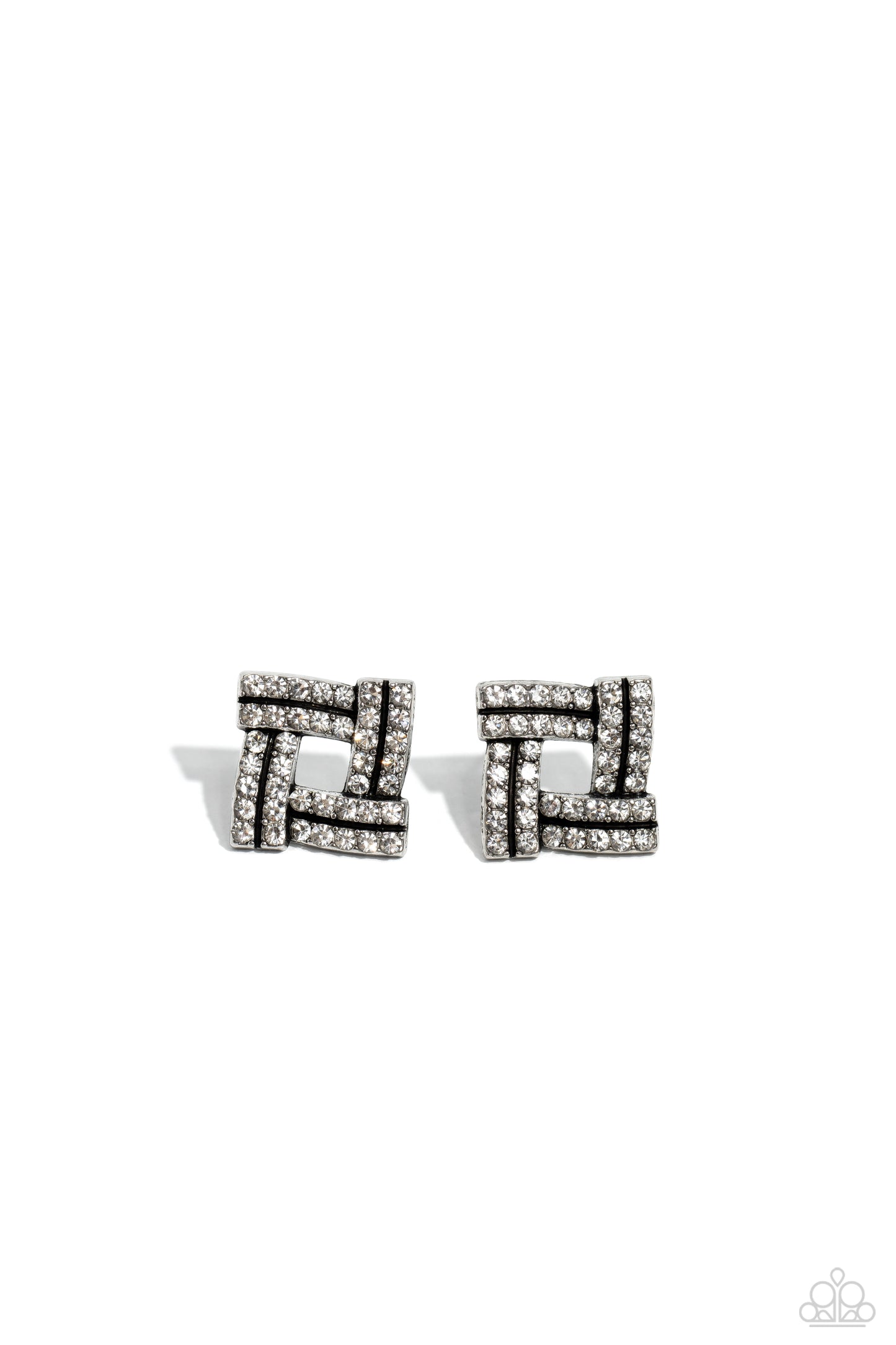 Times Square Scandalous - White Rhinestone Post Earrings - Paparazzi Accessories