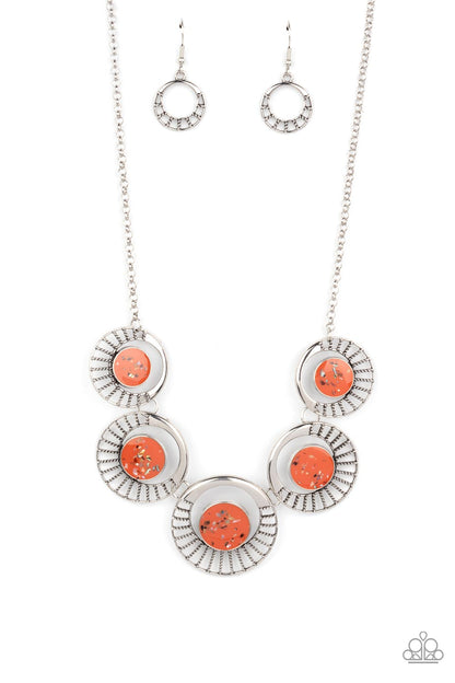 Elliptical Effervescence - Orange Necklace - Paparazzi Accessories