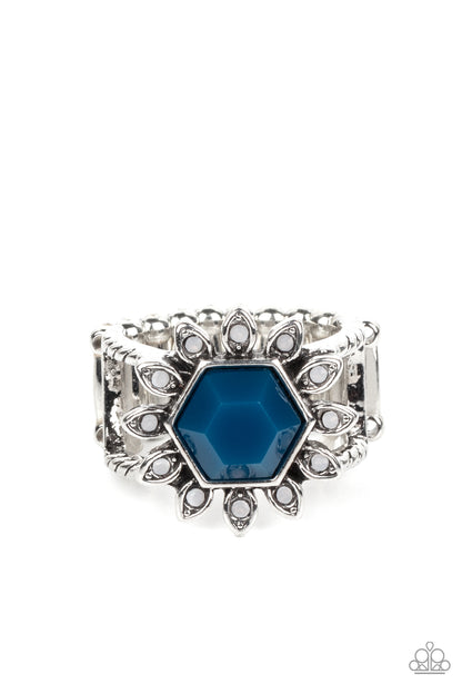 Wonderfully Wallflower - Blue Bead Ring - Paparazzi Accessories