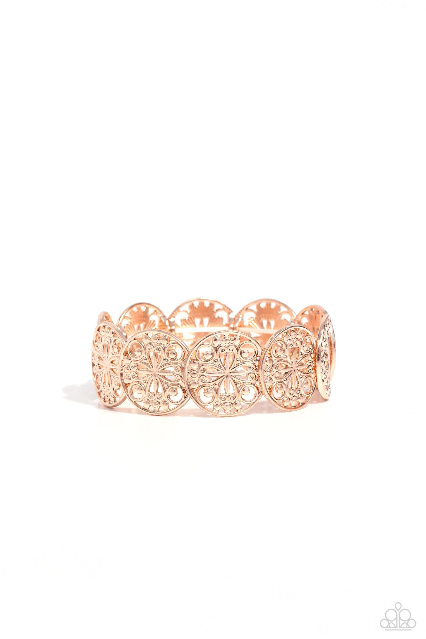 Portico Picnic - Rose Gold Stretchy Bracelet - Paparazzi Accessories
