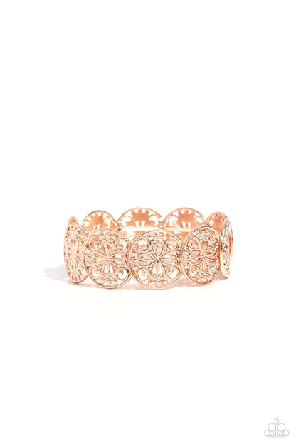 Portico Picnic - Rose Gold Stretchy Bracelet - Paparazzi Accessories