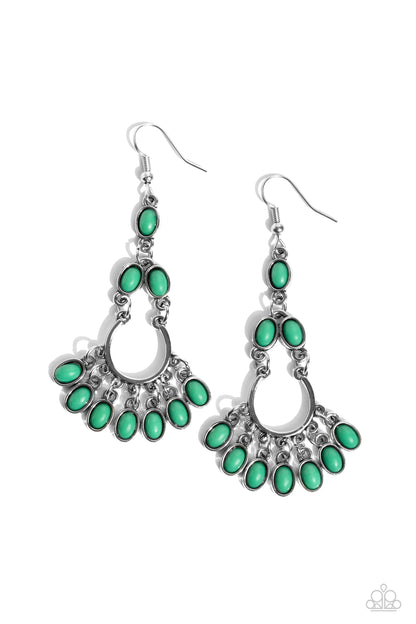 Girly Girl Getup - Green Fishhook Earrings - Paparazzi Accessories