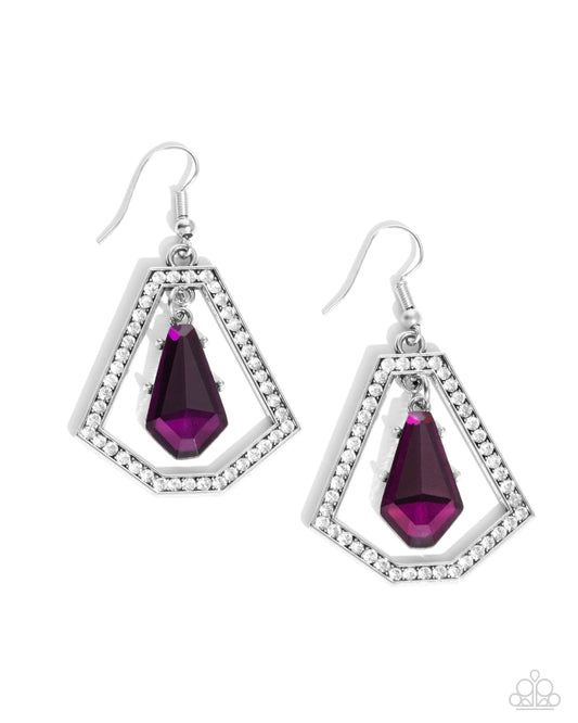 Poshly Photogenic - Purple Rhinestone Fishhook Earrings - Paparazzi Accessories