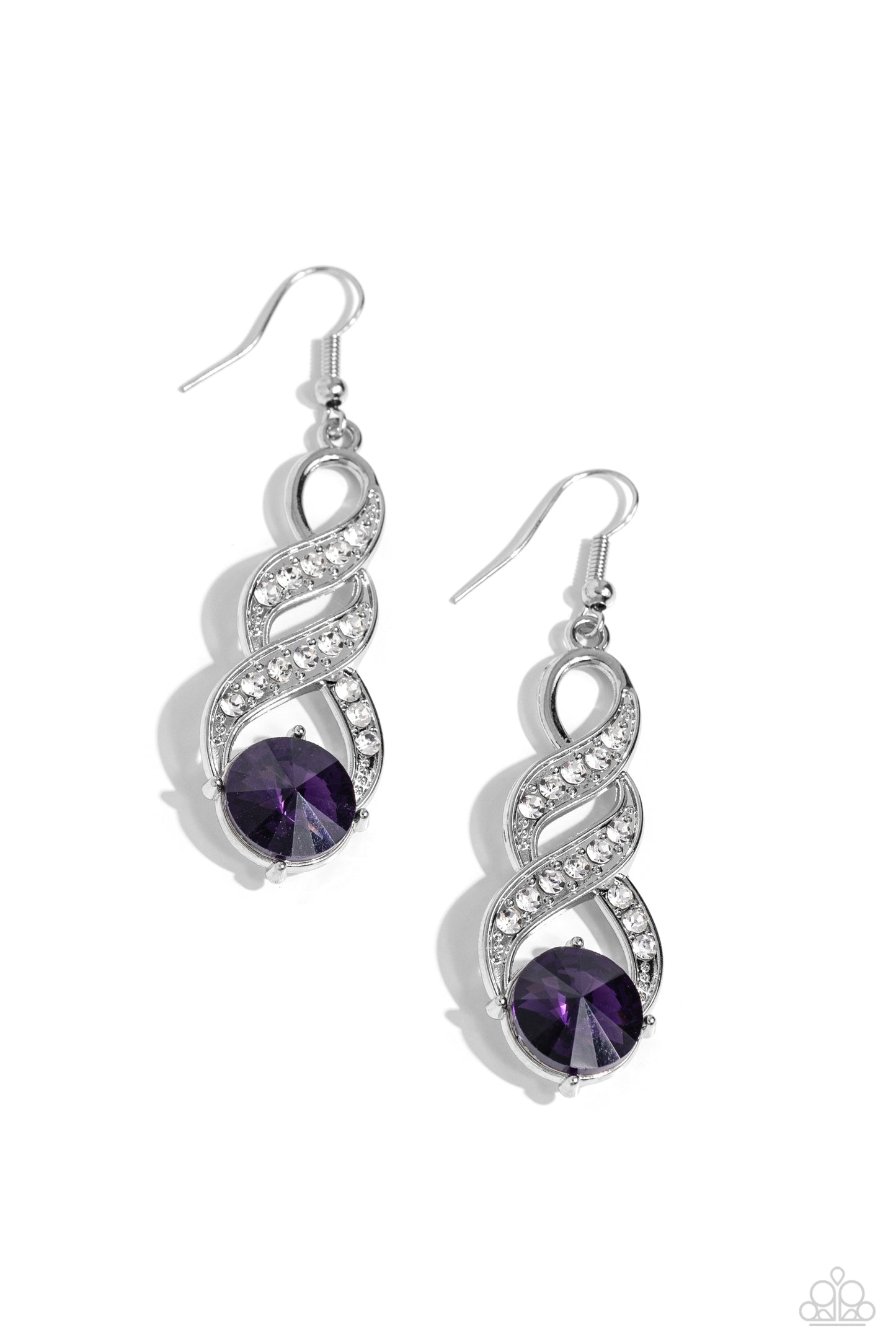 High-Ranking Royalty - Purple - Rhinestone Fishhook Earrings - Paparazzi Accessories